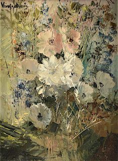JOSE VIVES-ATSARA (Spanish/American 1919-2004) A PAINTING, "Wild Flowers," 1969,
