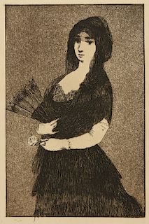 ÉDOUARD MANET (French 1832-1883) A PRINT, "Fleur Exotique (La Femme á la Mantille)," 1868,