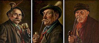 WALTER ROESSLER (German 1893-1960) and FRANZ XAVER WOLF (Austrian 1896-1989) THREE PORTRAIT PAINTINGS, EARLY/MID 20TH CENTURY,
