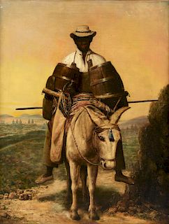 attributed to VÍCTOR PATRICIO LANDALUZE (Spanish/Cuban 1828-1889) A PAINTING, "Hombre en una Mula (Man on a Mule),"