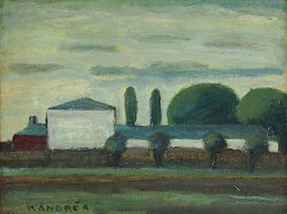 KEES ANDRÉA (Dutch 1914-2006) A PAINTING, "Estate in Landscape,"