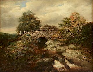 A SCOTTISH SCHOOL PAINTING, "Noddle Bridge, Largs," 19TH CENTURY,