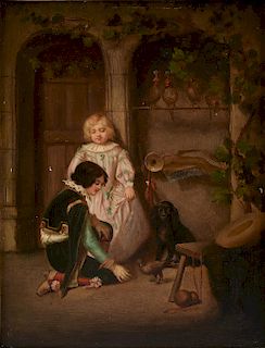 FRENCH SCHOOL (19th Century) A PAINTING, "Enfant Jouant avec un Faucon (The Young Falconer),"