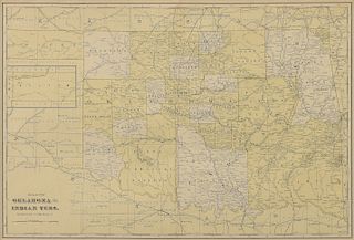 AN ANTIQUE MAP, "Map of Oklahoma and Indian Ters.," CHICAGO, CIRCA 1900,