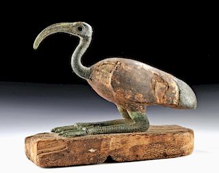Egyptian Bronze / Gesso Wood Sacred Ibis - XRF Tested