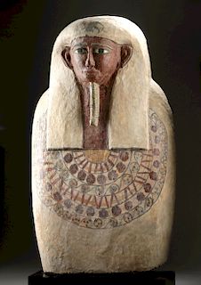 Egyptian Painted Wood / Gesso Sarcophagus Panel