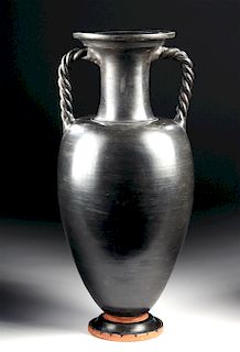 Huge Campanian Blackware Amphora w/ Twisted Handles