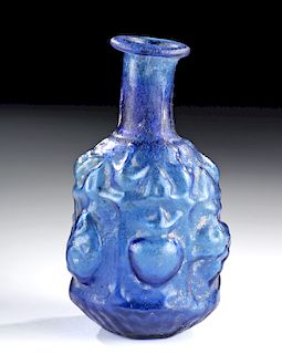 Miniature Roman Sidonian Glass Bottle - Cobalt Blue
