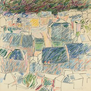 ROBERT WEIMERSKIRCH (American/Texas 1923-2015) A DRAWING, "Study for Houses, 3-18-86"