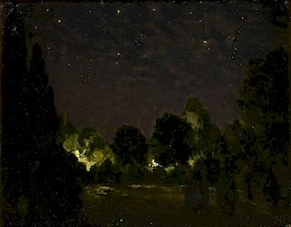 FRANK SIMON HERRMANN (American 1866-1942) A PAINTING, "Starry Nights, Elberon, New Jersey,"