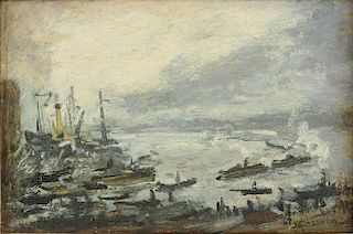 JACOBUS CORNELIS WIJNANDUS COSSAAR (Dutch 1874-1966) A PAINTING, "de Maas Rotterdam,"