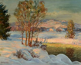 A RUSSIAN SCHOOL (20th CENTURY) A PAINTING, "Snowy Landscape,"
