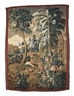 A FLEMISH BAROQUE VERDURE GAME PARK TAPESTRY PANEL, 17TH/18TH CENTURY,