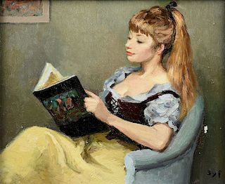 MARCEL DYF (French 1899-1985) A PAINTING, "Claudine Reading," CIRCA 1973,