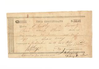 A REPUBLIC OF TEXAS TREASURY WARRANT, JACOB SNIVELY (1809 -1871) SIGNED AND ISSUED AT COLUMBIA, DECEMBER 16, 1836,