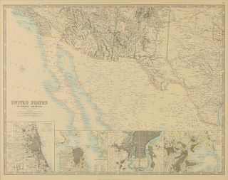 AN ANTIQUE MAP, "United States of North America, Southwest Sheet," 1893-1912,