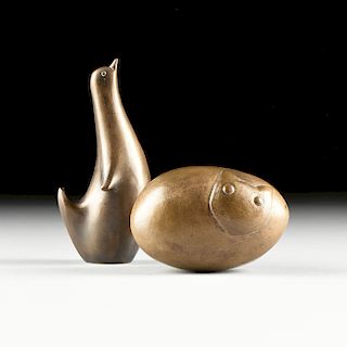 attributed to BENIAMINO BUFANO (Italian/American 1898-1970) TWO SCULPTURES, "Cat," AND "Bird," 1920-1970,