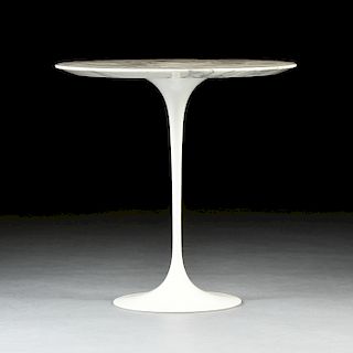 after EERO SAARINEN (FINNISH/AMERICAN 1910-1961) A WHITE MARBLE AND WHITE ENAMELED METAL TULIP SIDE TABLE, ITALY, 2011,