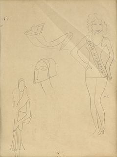 MIGUEL COVARRUBIAS (Mexican 1904-1957) A DRAWING, "Miss N. Dakota,"