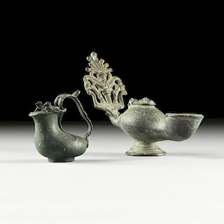 A GROUP OF TWO ROMAN/BYZANTINE STYLE BRONZE VESSELS, 19TH CENTURY,