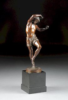 FRANCISQUE JOSEPH DURET (French 1804-1865) A PATINATED BRONZE SCULPTURE, "Neapolitan Dancer,"