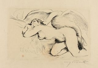 LOVIS CORINTH (German 1858-1925) A LITHOGRAPH, "Leda mit dem Schwan (Leda with the Swan)," 1914,