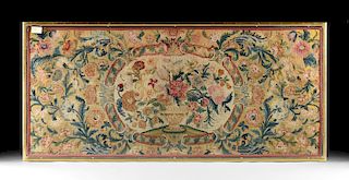 A LARGE GEORGE III POLYCHROME WOOL NEEDLEWORK FLORAL PANEL, LATE 18TH CENTURY,