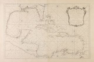 AN ANTIQUE MAP, "Carte Reduite du Golphe du Mexique et Des Isles de L'Amerique," PARIS, 1749,