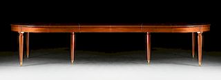 A LOUIS XVI STYLE POLISHED MAHOGANY DINING TABLE, FRENCH, LATE 18TH/20TH CENTURY,