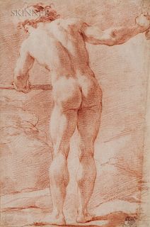 Ubaldo Gandolfi (Italian, 1728-1781)  Standing Male Nude Seen from Behind, His Right Arm Outstretched