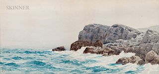 Alfred Thompson Bricher (American, 1837-1908)  Sea and Cliffs, Conanicut [?], R.I.