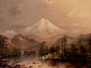 Eliza Rosanna Lamb Barchus (American, 1857-1959)  Mt. Hood, Oregon, Sunset