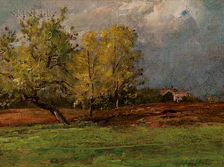 Joseph Foxcroft Cole (American, 1837-1892)  Landscape with House