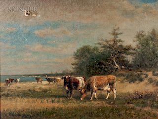 James McDougal Hart (American, 1828-1901)  Cows in a Landscape