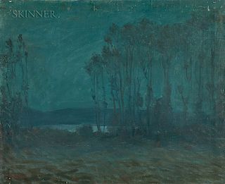 Arthur Clifton Goodwin (American, 1866-1929)  Nocturne with Trees and Lake