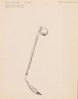 Frederic Remington (American, 1861-1909)  Coup-Stick Stone Shrunken on Rawhide