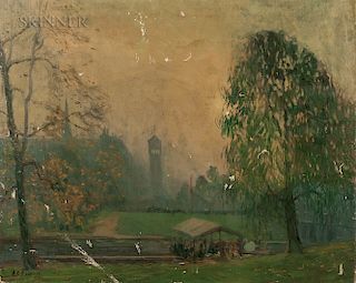 Arthur Clifton Goodwin (American, 1866-1929)  Swan Boats, Boston Public Garden, Misty Day