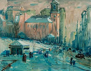 Arthur Clifton Goodwin (American, 1866-1929)  Park Street in Snow