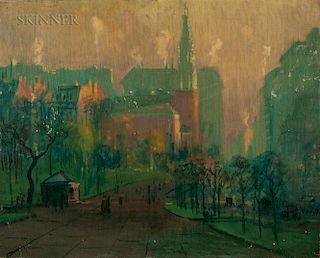Arthur Clifton Goodwin (American, 1866-1929)  Looking Toward Park Street Church, Boston