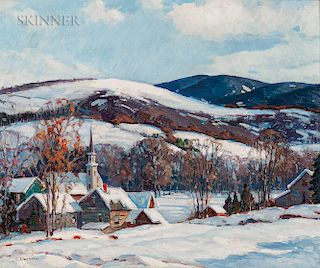 Camillo Adriani (American, 20th Century)  Mountain Village in Snow