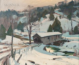 Emile Albert Gruppé (American, 1896-1978)  Covered Bridge, Winter
