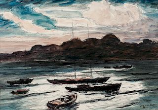Reynolds Beal (American, 1867-1951)  Moonlight - Rockport