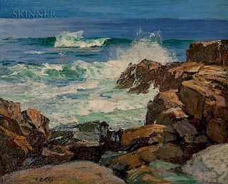Edward Henry Potthast (American, 1857-1927)  Rocks and Surf