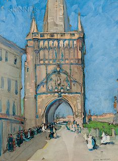 Jane Peterson (American, 1876-1965)  Bridge Tower, Prague