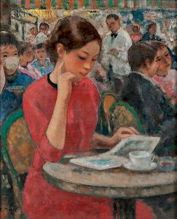François Gall (French/Hungarian, 1912-1987)  Girl at a Cafe