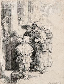 Rembrandt Harmensz van Rijn (Dutch, 1606-1669)  Beggars Receiving Alms at the Door of a House