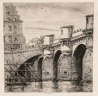 Charles Meryon (French, 1821-1868)  Two Impressions of Le Pont Neuf