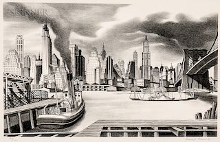 Ernest Fiene (American, 1894-1965)  Waterfront (Manhattan)