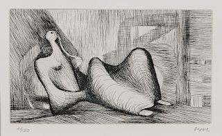Henry Moore (British, 1898-1986)  Reclining Figure Piranesi Background I