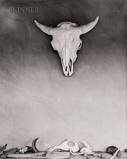 Todd Webb (American, 1905-2000)    Cow Skull and Bones on Portal at Georgia O'Keeffe's Ghost Ranch House, New Mexico, 1960